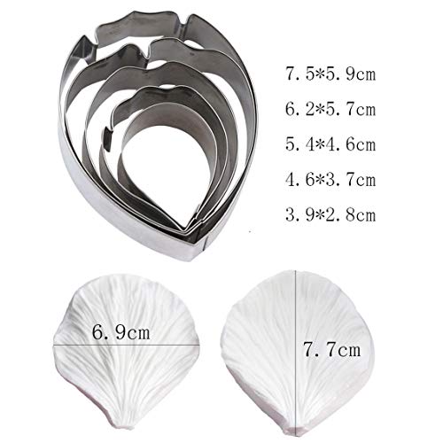 5pcs Stainless Steel Peony Cutter 2pcs Fondant Silicone Mold Gumpaste Peony Sugarcraft Flower Veining Mold Veiner Petal Making Tool