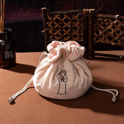 Large DND Dice Bag with Pockets Beige Storage Bag for D&D RPG Games