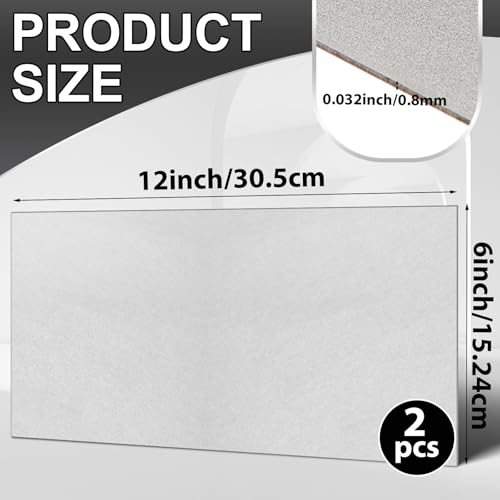 2 Pcs 20 Gauge Sheet Metal Steel 12" x 6" x 0.032" Weldable Cold Roll Craft Metal Sheets Steel Plate for DIY Projects Home Auto (2 Count)