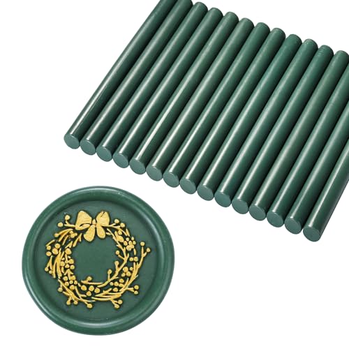 15Pcs Olive Green Glue Gun Sealing Wax Sticks for Wax Seal Stamp (15 Count)