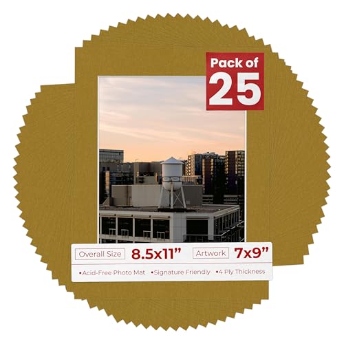 Pack of 25 Acid Free 8.5x11 Mats Bevel Cut for 7x9 Photos (25 Count)