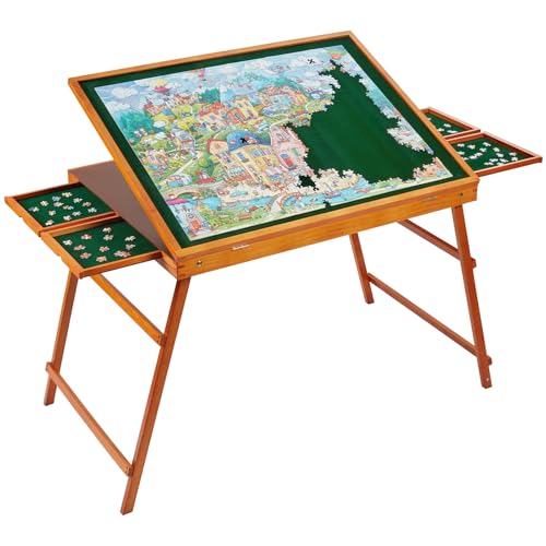 1500 Piece Wooden Jigsaw Puzzle Table with Drawers and Cover