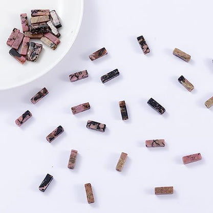 Natural Rhodochrosite Rectangle Tube Beads 4x13mm 38cm (28 Count)