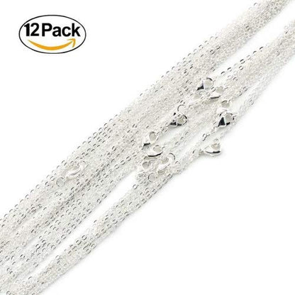 Wholesale 12 PCS Silver Plated Brass Flat Cable Chains (12 Count)
