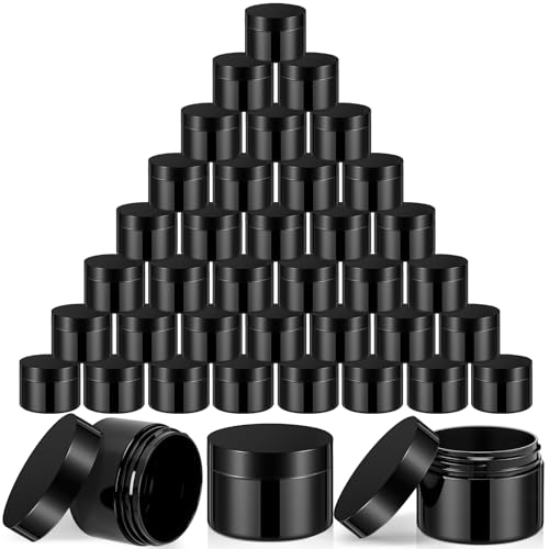 36 Pieces 2 oz Plastic Jars with Lids Wide Mouth Airtight Reusable Container Acrylic Cosmetic Small Jars for Lotions Ointments Travel Toiletries Creams Make up Storage (36 Count)