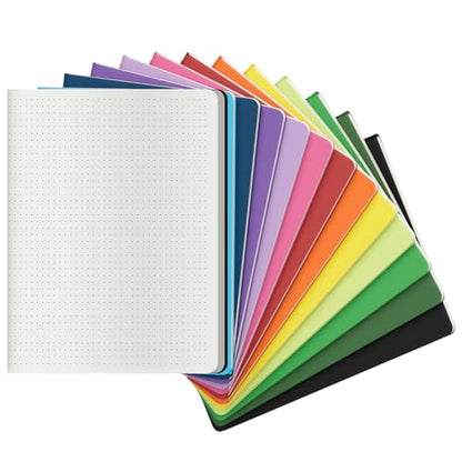 Large Colorful Dot Grid Notebook Journals Bulk with Thick Dotted Grid Paper (12 Count)