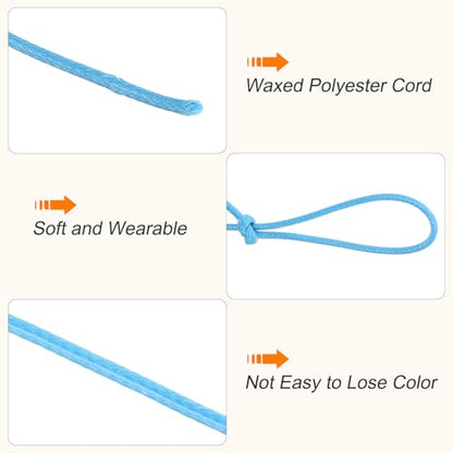 Waxed Polyester Cord 0.5mm 175 Yard Sky Blue for Bracelet Making