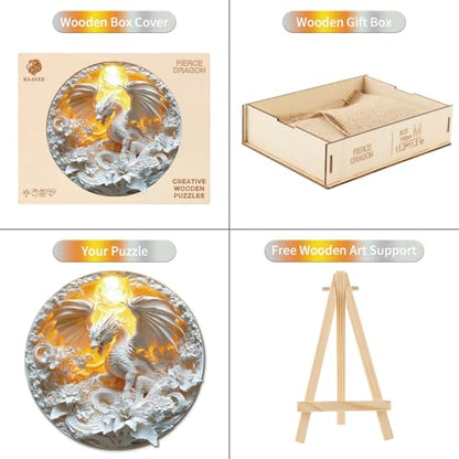 Wooden Puzzles Adults Fierce Dragon Jigsaw Puzzle 13.1*13.1in