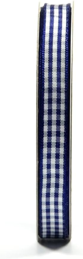 Blue Gingham Woven Edge Ribbon 25 Yards Per Spool,Dark Blue Checked Crafts 3/8 Inch Wide (3/8", Navy) - Crafty Corner