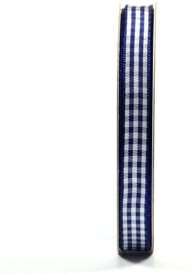 Blue Gingham Woven Edge Ribbon 25 Yards Per Spool (75 Foot)
