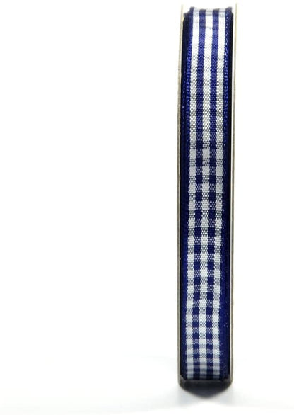 Blue Gingham Woven Edge Ribbon 25 Yards Per Spool (75 Foot)