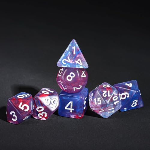 7 Die DND Dice Set Polyhedral Dice Set with a Leather Dice Bag (7 Count)
