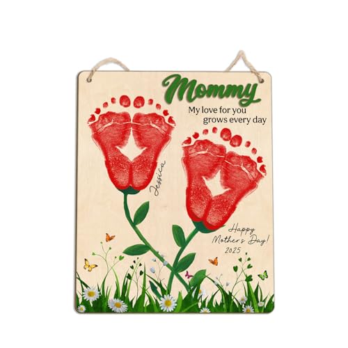 DIY Custom Baby Footprint Flowers Art Craft Gifts for Mom