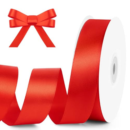 1" x 50 Yards Red Satin Ribbon Crafts Gift Wrapping (150 Foot)