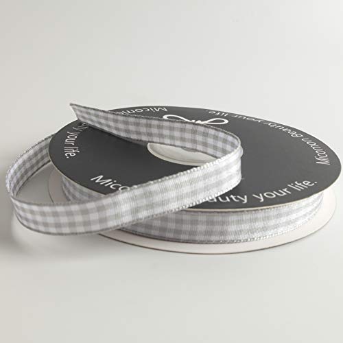 Gray Gingham Plaid Checked Ribbon 25 Yards Each Roll 100% Polyester