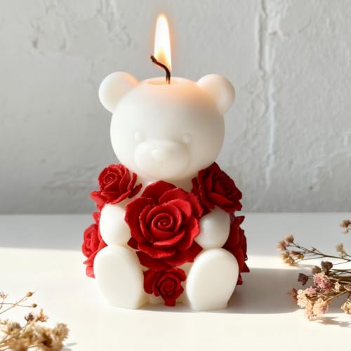 Rose Bear Heart Cylinder Candle & Resin Mold