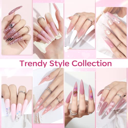 Poly Nail Gel Kit 8 Colors Rosy Pink with 48W UV