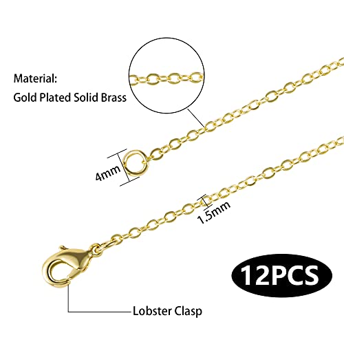 Wholesale 12 PCS Gold Plated Brass Flat Cable Chain (12 Count)
