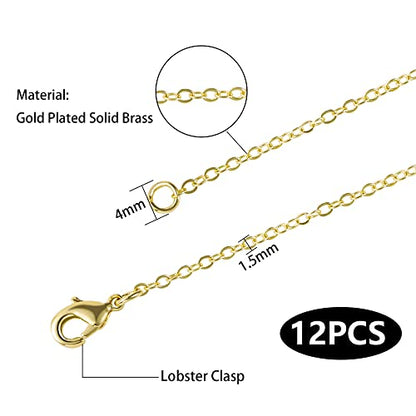 Wholesale 12 PCS Gold Plated Brass Flat Cable Chain (12 Count)
