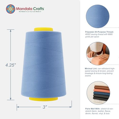 40S 2 Steel Blue Polyester 4 Pack of Serger Threads Cones (24000 Foot)