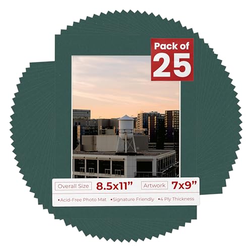 Pack of 25 Acid Free 8.5x11 Mats Bevel Cut for 7x9 Photos (25 Count)