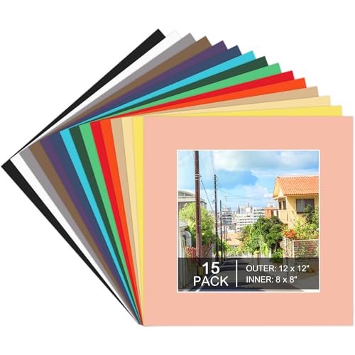 15 Pack 12x12 Picture Mats for 8x8 Photos