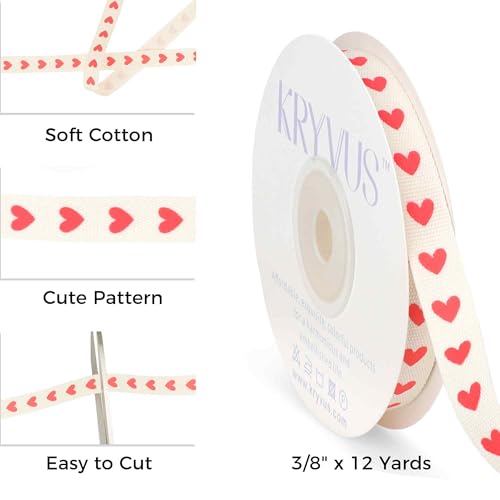 Red Hearts Cotton Ribbon (36 Foot)