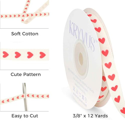 Red Hearts Cotton Ribbon (36 Foot)