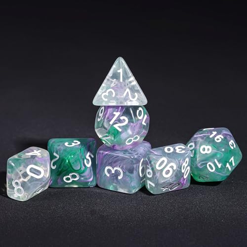 7 Die DND Dice Set Polyhedral Dice Set with a Leather Dice Bag (7 Count)