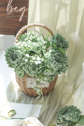 Artificial Flowers 16pcs 4" Elf Green Blooming Peonies Real Looking Foam Fake Peony with Stems for DIY Wedding Bouquets Sage Green Bridal Shower Centerpiece Floral Arrangement Table Decoration (16 Count)