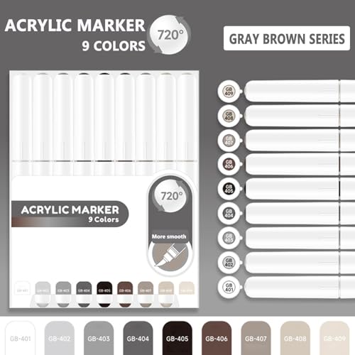 Water Based Acrylic Paint Markers Gray (9 Count)