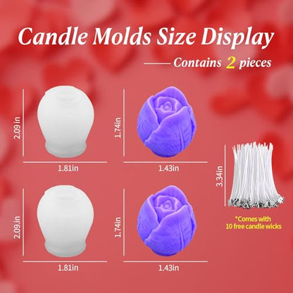 2Pcs Tulip Silicone Candle Flower Wax Mold Silicone for Candles Resin Making Molds Moldes De Silicona para Hacer Velas Artesanales De Silicona (2 Count)