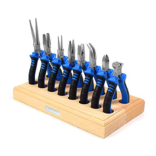 Jewelry Pliers Set Jeweler Making Tools Kit with Wood Holder (8 Count)