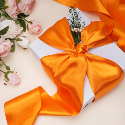 Orange Satin Ribbon 4 Inch x 10 Yards Double Faced