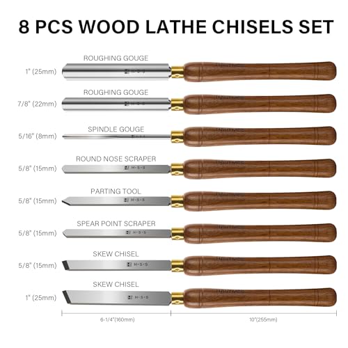 Expert Wood Lathe Chisel Set 8 PCS (8 Count)