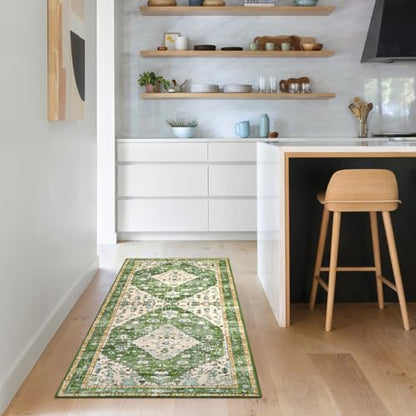 Felice Boho Runner Rugs 2x5 Green Kitchen Runner Rugs Non Skid Washable