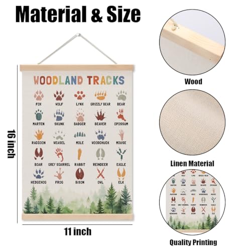 Boho Animal Woodland Tracks Poster Hanger