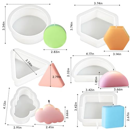3 Pack Geometric Silicone Molds for Candles (6 Count)