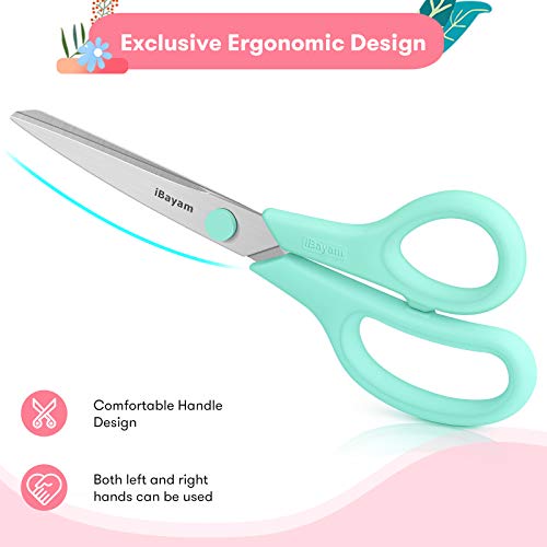 8.5" All Purpose Yellow Pink Teal Scissors for School Office Teacher (3 Count)