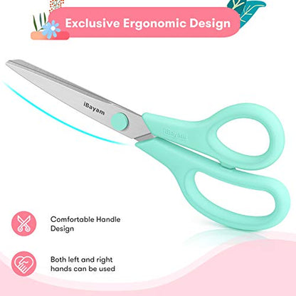 8.5" All Purpose Yellow Pink Teal Scissors for School Office Teacher (3 Count)