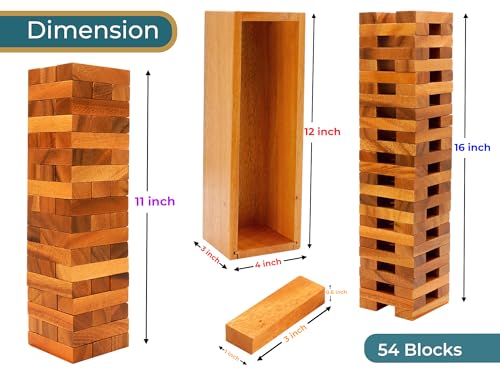 Wooden Tumbling Tower Family Game for Senior and Adult and Classic Stacking Party Block for Challenging Your Skills Wood Stack Towers Wooden Board Seniors Games for Adults