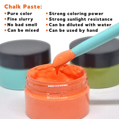 6 Color Chalk Paste Paint Kit with 3 Mini Silicone Squeegees (9 Count)