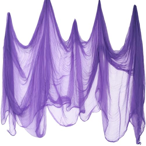 Halloween Cheese cloth 29.92 x 590.55 Inch Purple Cheesecloth Roll for Crafts Large Cotton Muslin Gauze Fabric for Halloween Outdoor & Indoor Spooky Decoration