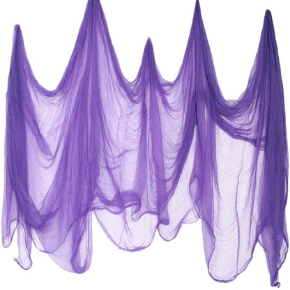 Halloween Cheese Cloth 85 x 394 Inch Purple Cheesecloth Roll for Crafts Large Cotton Muslin Gauze Fabric for Halloween Outdoor & Indoor Spooky Decoration