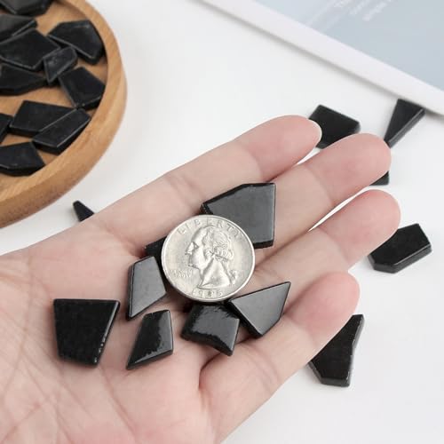 Black Glass Mosaic Tiles for Crafts Bulk (7.05 Ounce)
