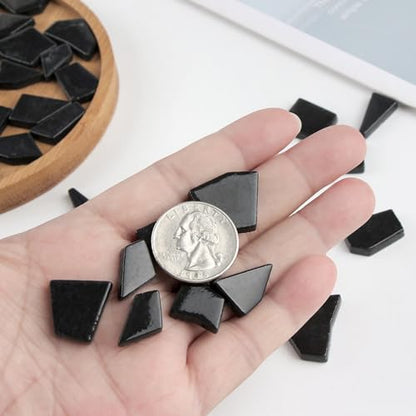 Black Glass Mosaic Tiles for Crafts Bulk (7.05 Ounce)