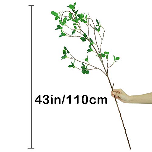 43" Artificial Greenery Stems Plants Faux Leaf Green Eucalytus Branches Ficus Twig Fern Fake Green Bushes Shrubs for Home Party Wedding Decoration (4 Count)