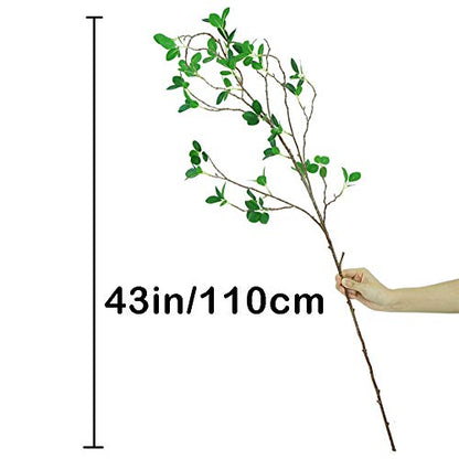 43" Artificial Greenery Stems Plants Faux Leaf Green Eucalytus Branches Ficus Twig Fern Fake Green Bushes Shrubs for Home Party Wedding Decoration (4 Count)