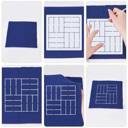 Sashiko Embroidery Stencils Sashiko Stencil Geometric Embroidery Patterns Stencils for Drawing Sashiko Template for Hand Quilting and Embroidery14x14cm