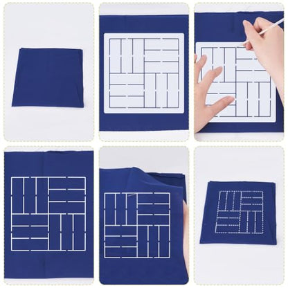 Sashiko Embroidery Stencils Sashiko Stencil Geometric Embroidery Patterns Stencils for Drawing Sashiko Template for Hand Quilting and Embroidery14x14cm